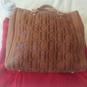 Carolina Herrera Brown Monogram Hobo Bag